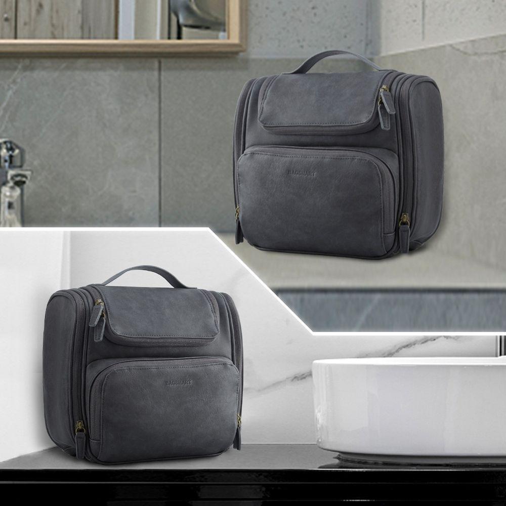 Bagsmart neceser de viaje en piel Dopp - Gris-2