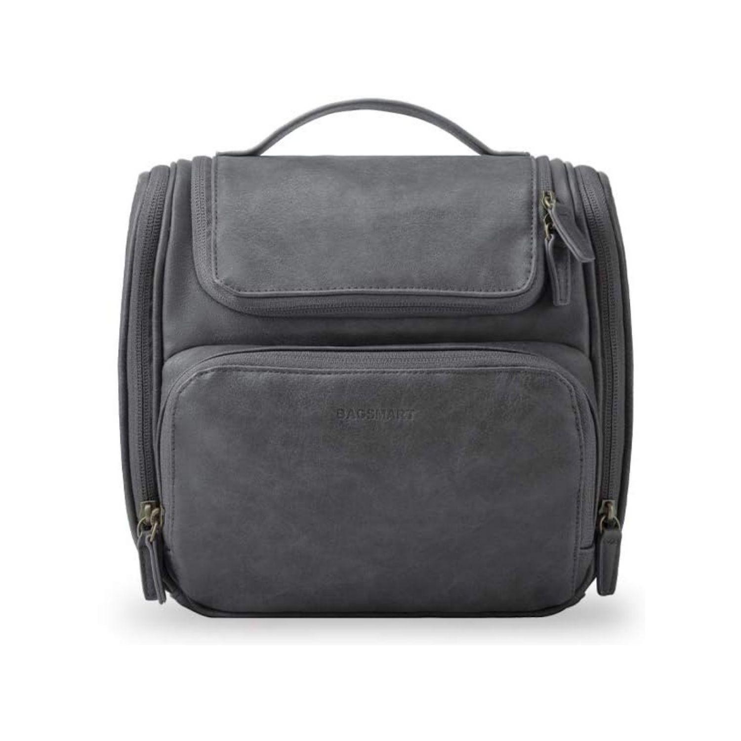 Bagsmart Neceser de Viaje Compacto en Cuero Sintético Gris-0