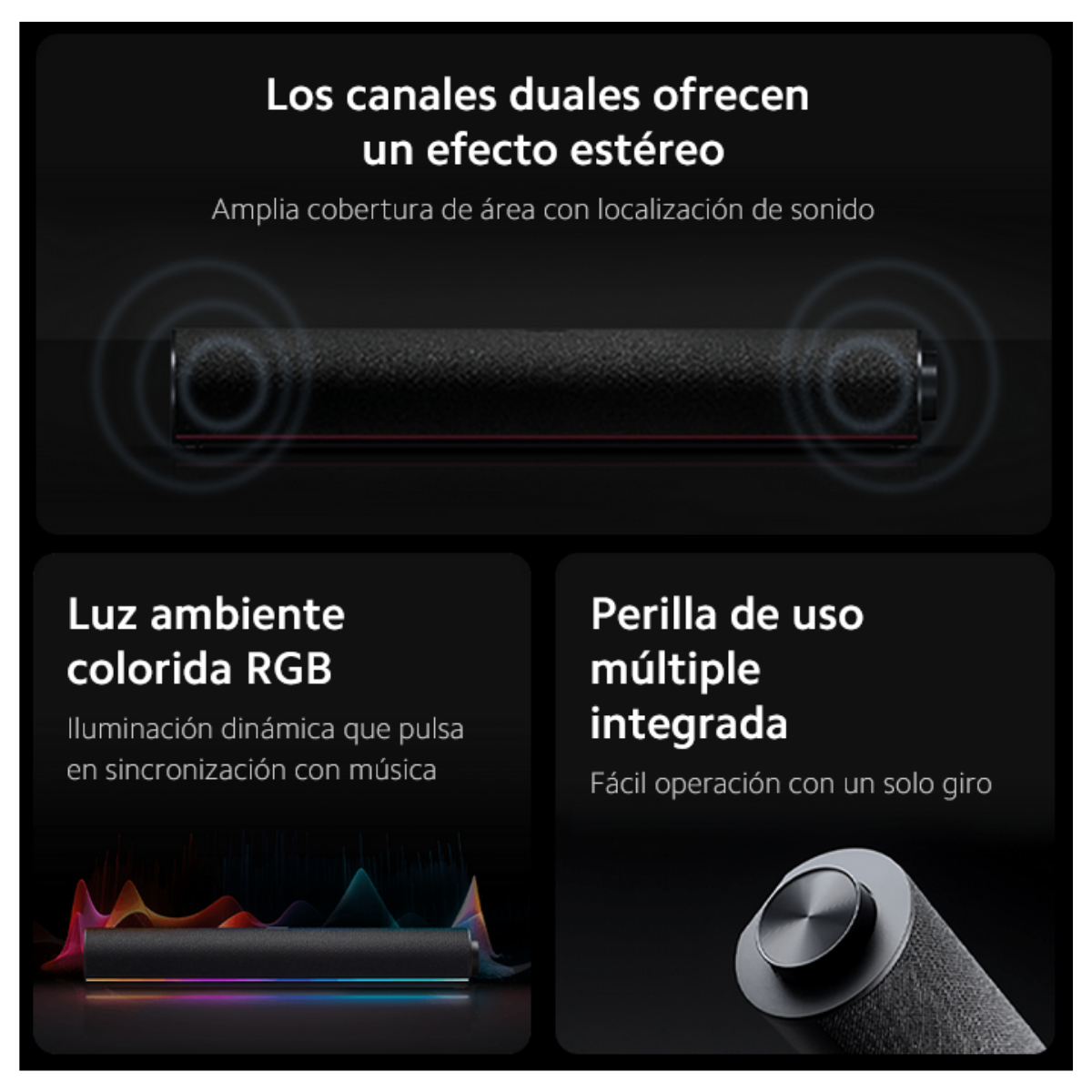 Xiaomi Barra de Sonido Desktop Speaker Parlante RGB Gris Oscuro-3