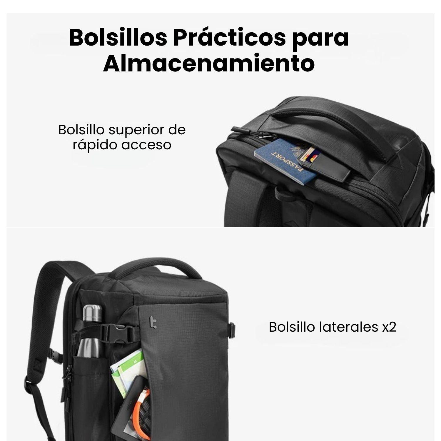Tomtoc Mochila de Viaje Navigator-T66 Liteway para Notebook 16" 28L Negro-6