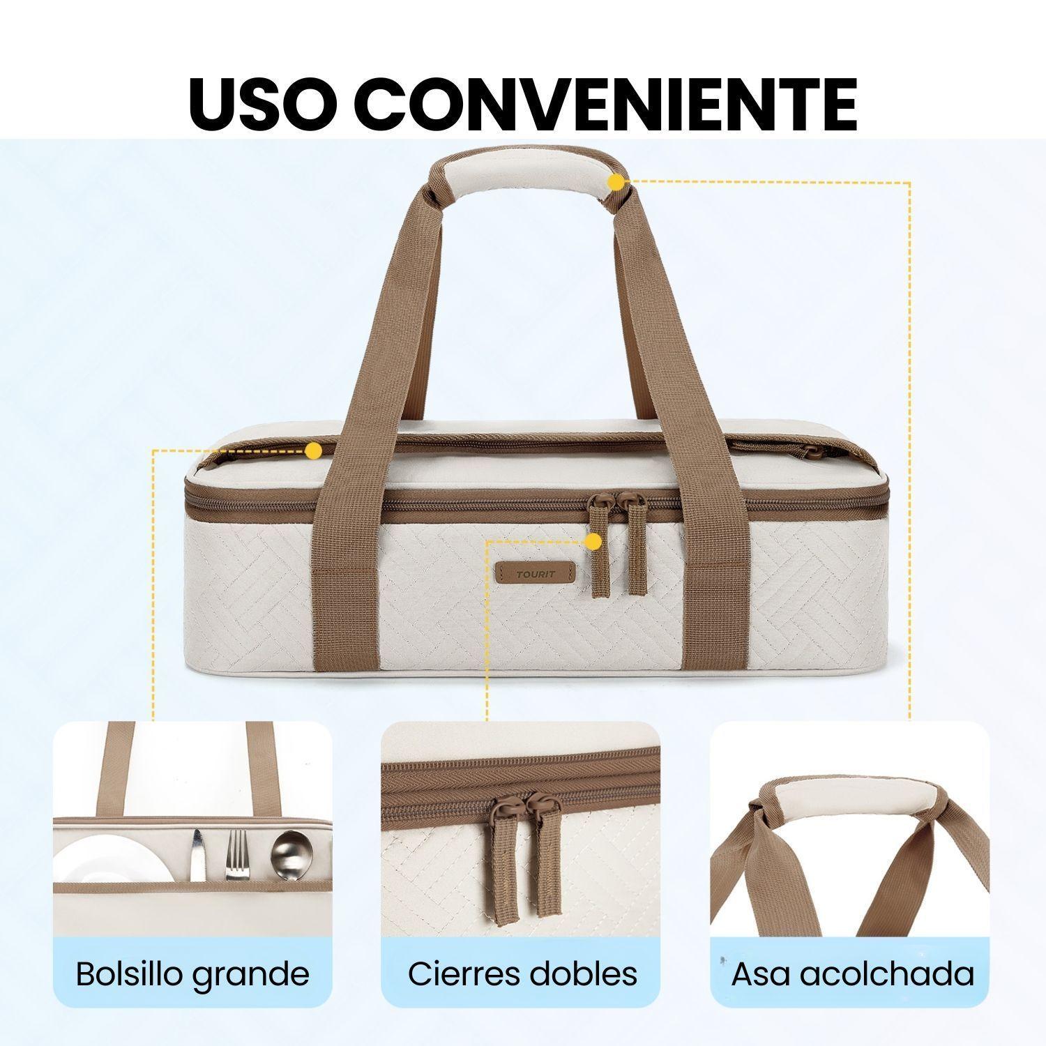 Tourit Bolsa Térmica Comida 23x33cm Impermeable Beige-5