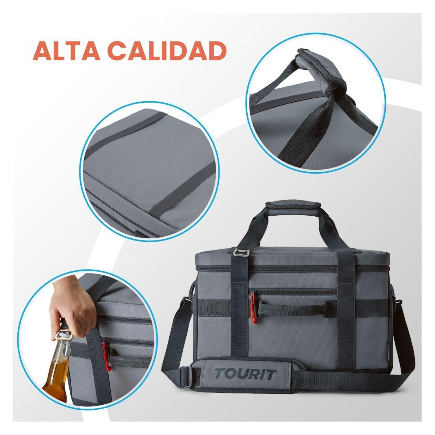 Tourit Cooler Bag Offroad Enfriador Aislado Portátil 48 latas 32L Gris-6