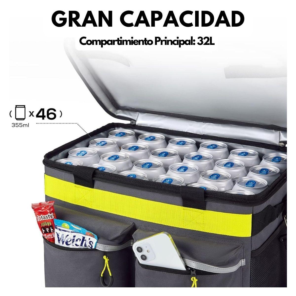 Tourit Cooler Bag Enfriador Aislado Portátil 46 Latas - Gris Oscuro-2