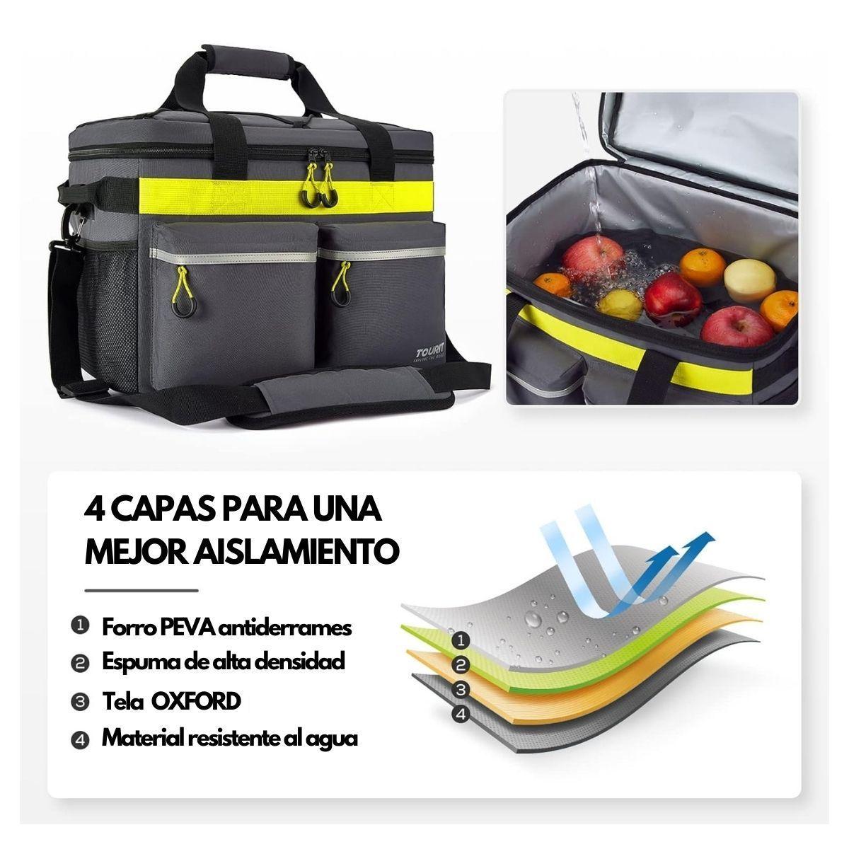 Tourit Cooler Bag Enfriador Aislado Portátil 46 Latas - Gris Oscuro-6