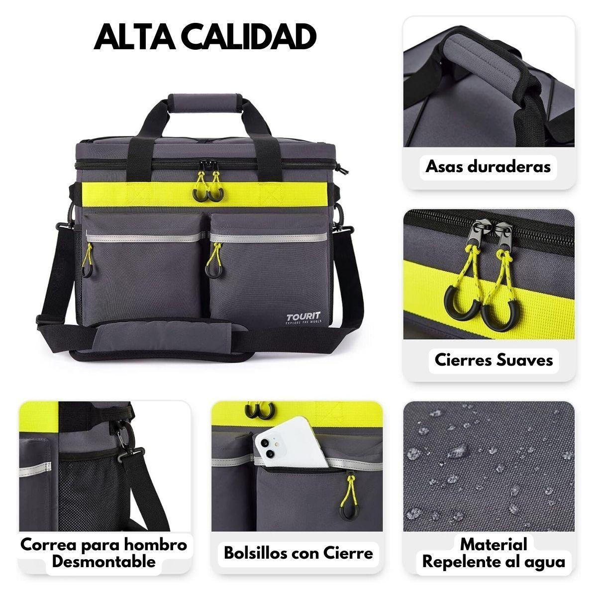 Tourit Cooler Bag Enfriador Aislado Portátil 46 Latas - Gris Oscuro-7
