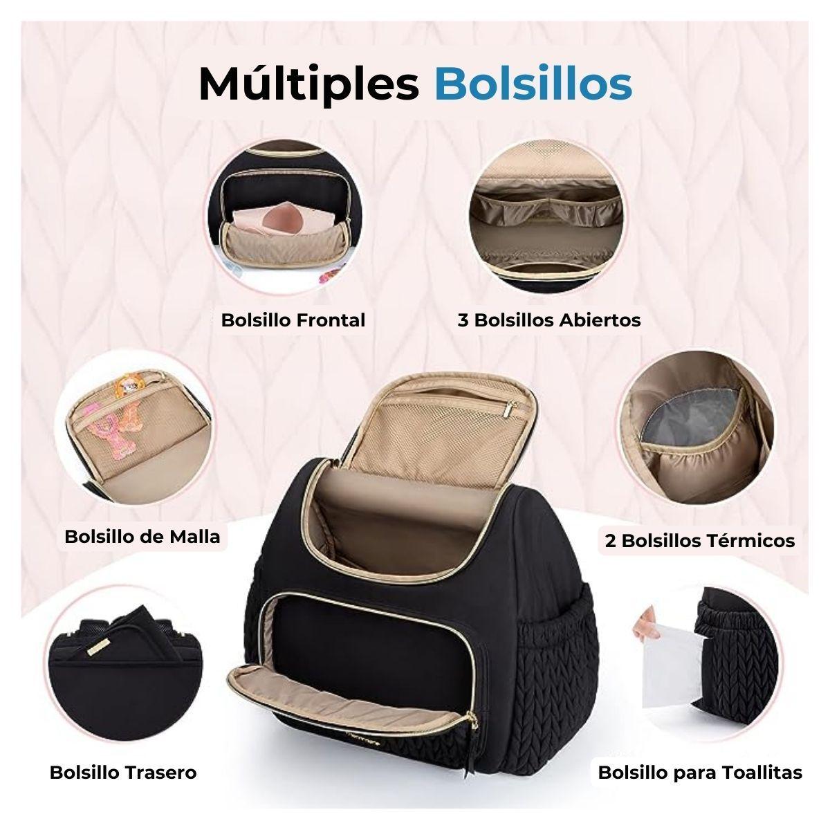 Mommore Mochila Pañalera Pqña Bolsillos Térm Negro-4
