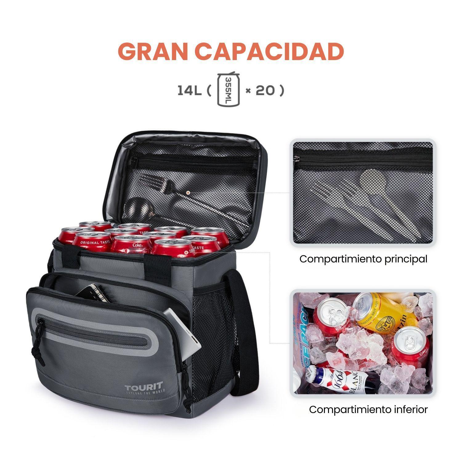Tourit Lonchera Térmica Work 20 latas 14L Impermeable Gris Oscuro-4