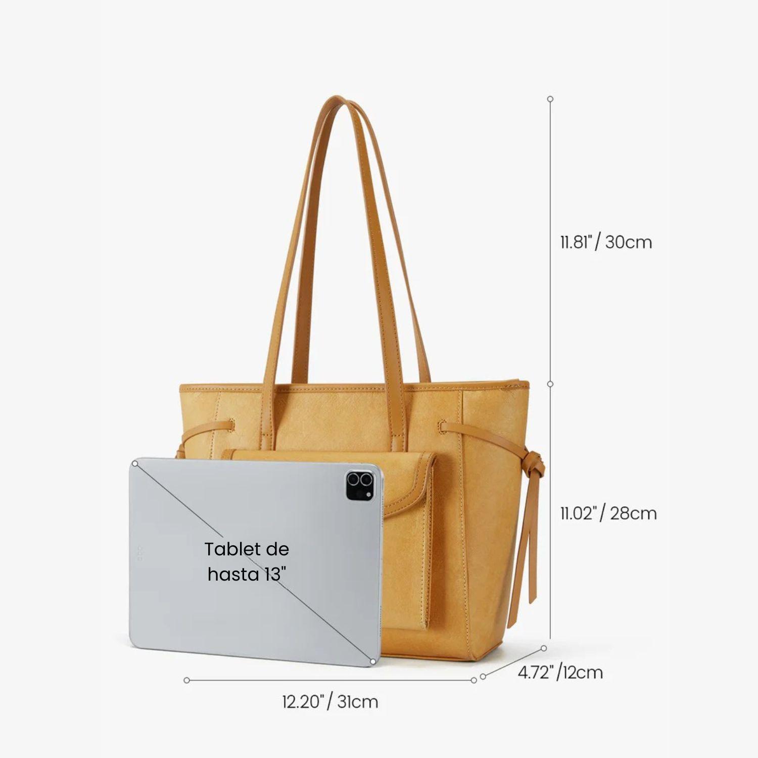 Ecosusi Bolso Tote Evelina de Papel Lavable 14L para 13" Ámbar-2