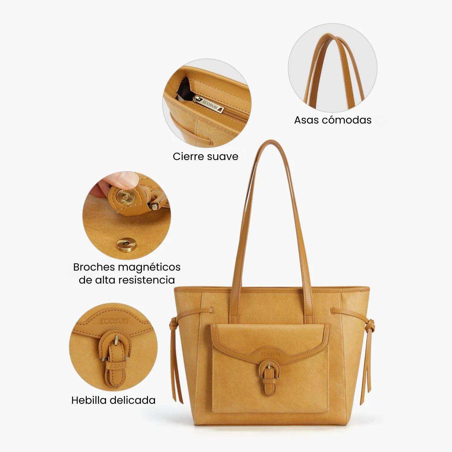 Ecosusi Bolso Tote Evelina de Papel Lavable 14L para 13" Ámbar-4