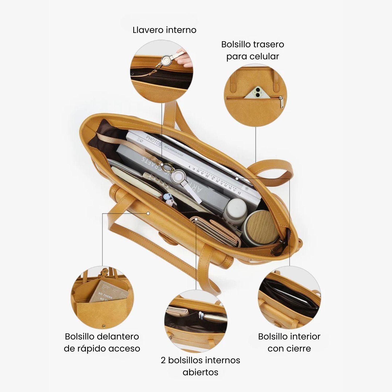 Ecosusi Bolso Tote Evelina de Papel Lavable 14L para 13" Ámbar-5