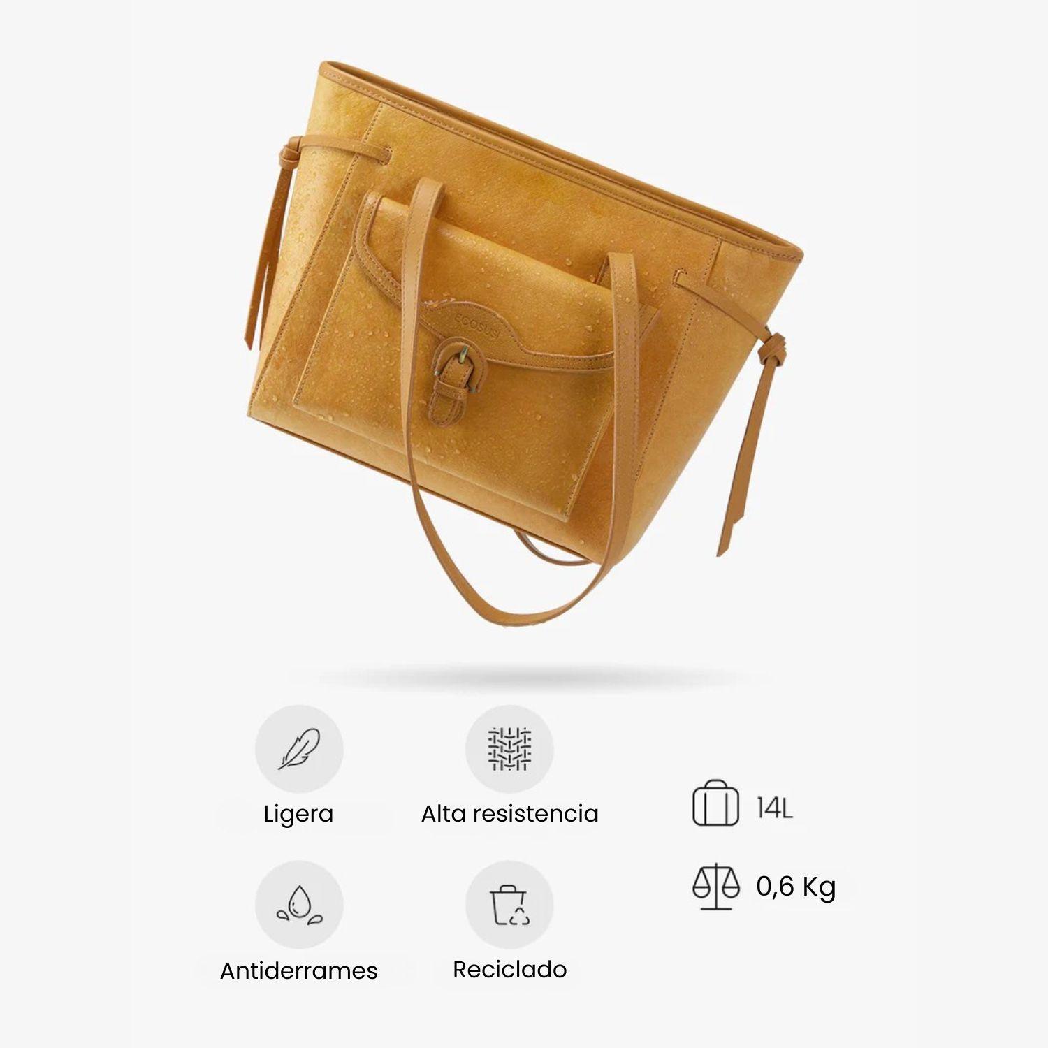 Ecosusi Bolso Tote Evelina de Papel Lavable 14L para 13" Ámbar-6