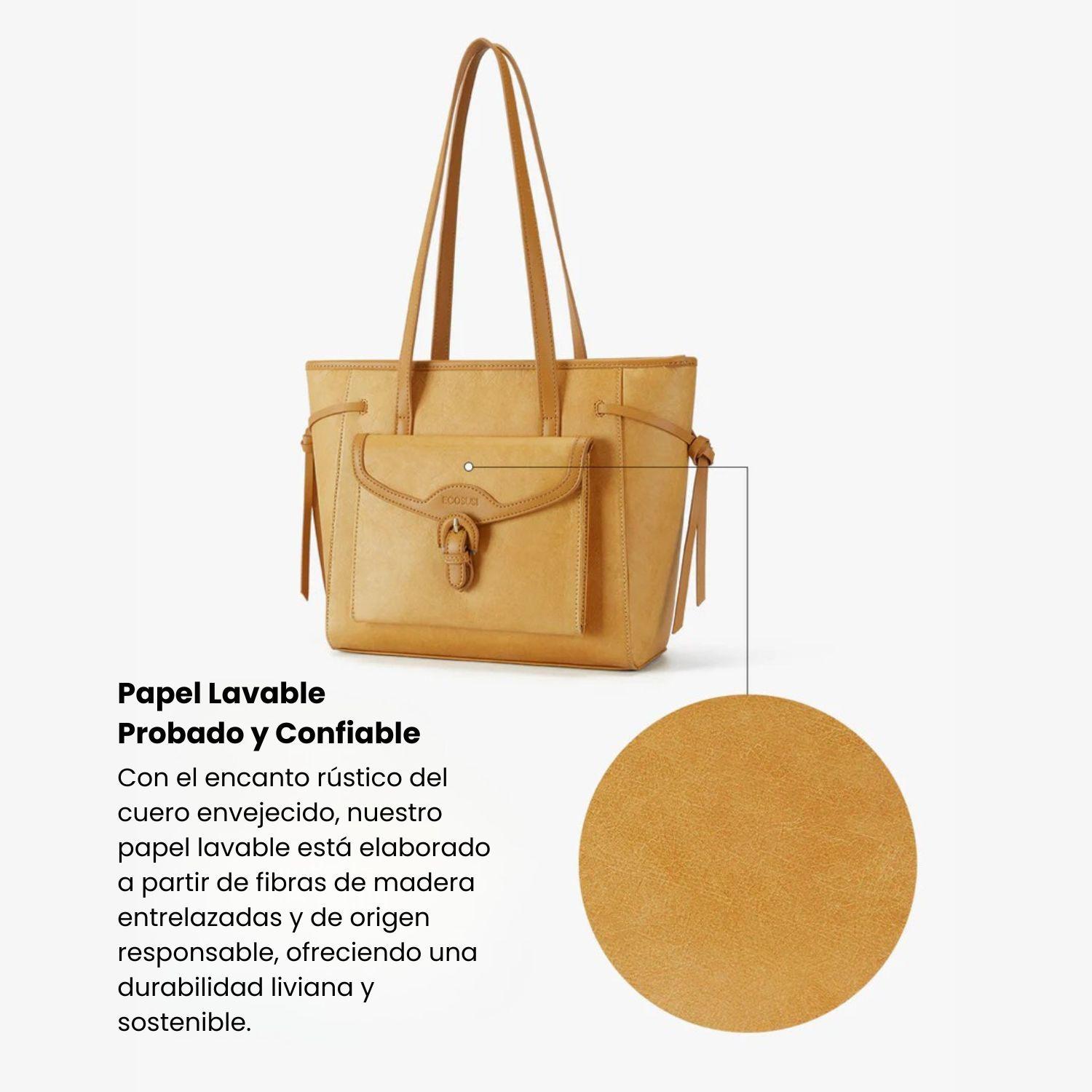 Ecosusi Bolso Tote Evelina de Papel Lavable 14L para 13" Ámbar-7