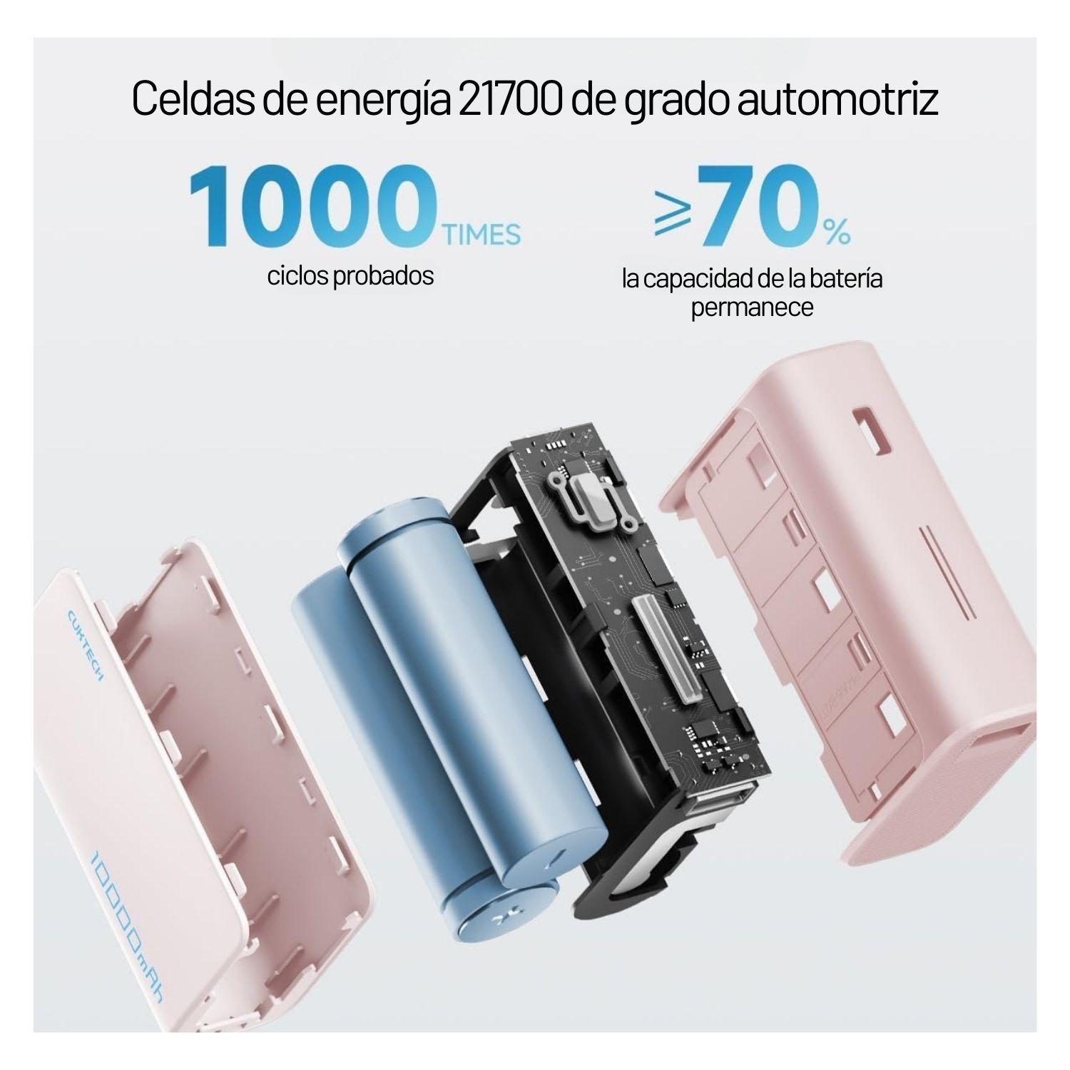 Cuktech Power Bank Cargador Portátil 30W 10000 mAh Rosado-7