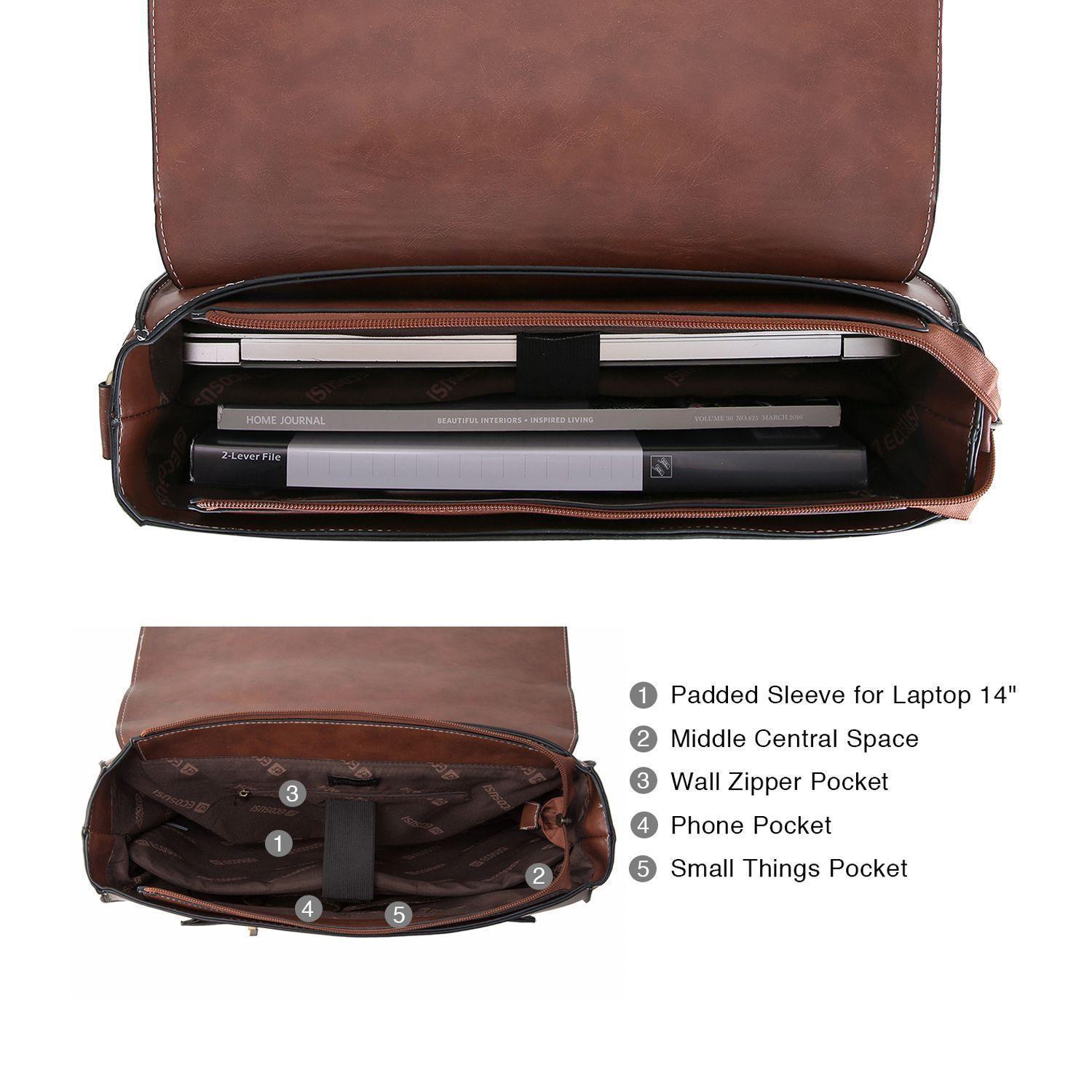 Ecosusi Maletín CLASSIC para laptop14.7"- café-6