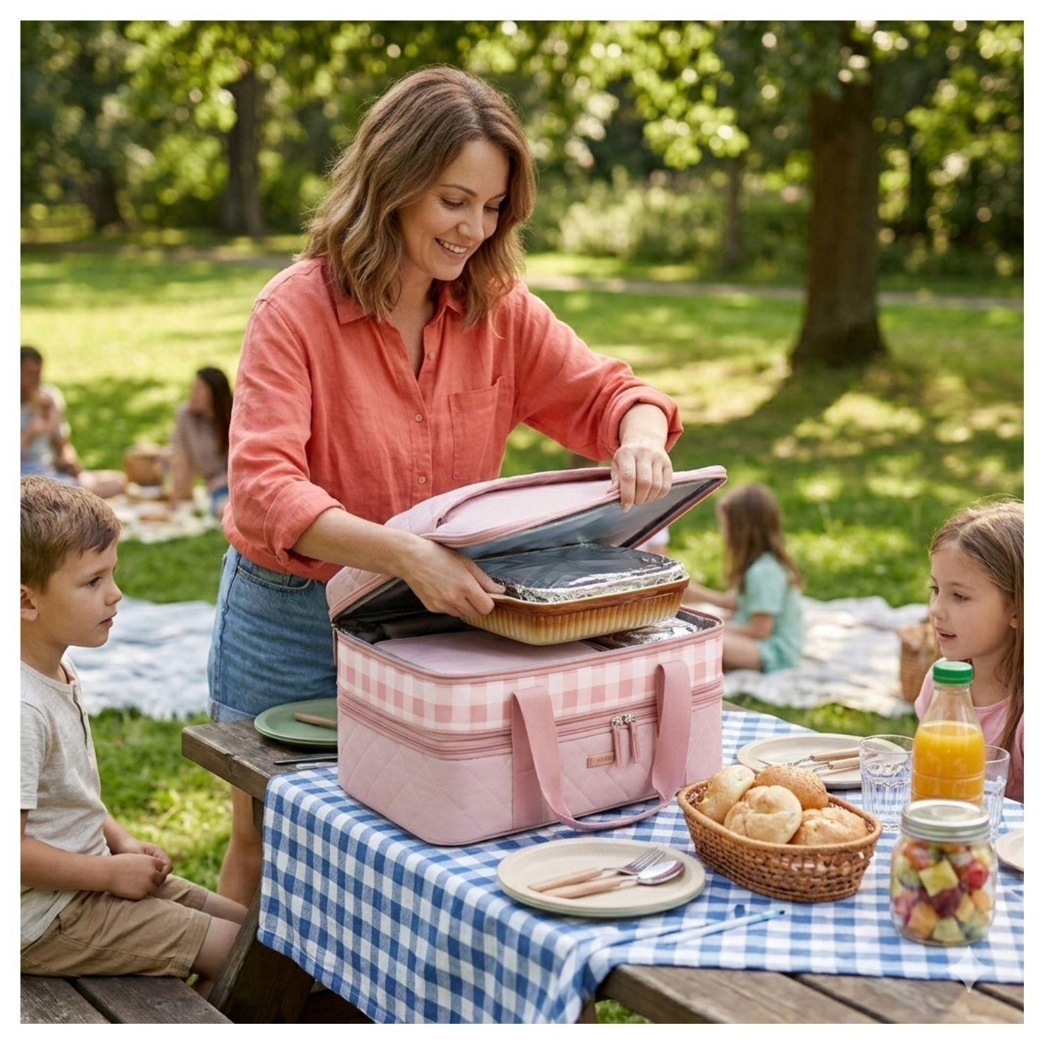Tourit Bolsa Térmica Doble Comida 23x33cm Acolchada Rosa-4