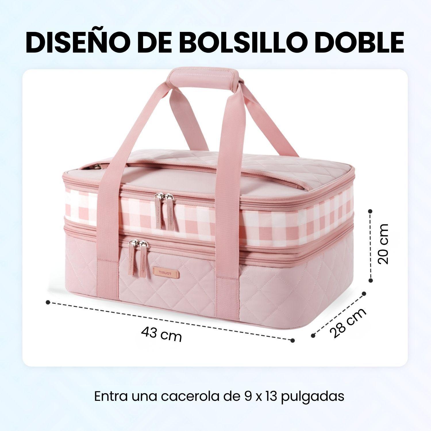 Tourit Bolsa Térmica Doble Comida 23x33cm Acolchada Rosa-5