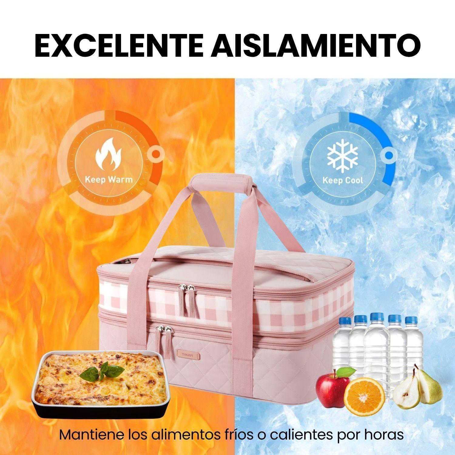 Tourit Bolsa Térmica Doble Comida 23x33cm Acolchada Rosa-6