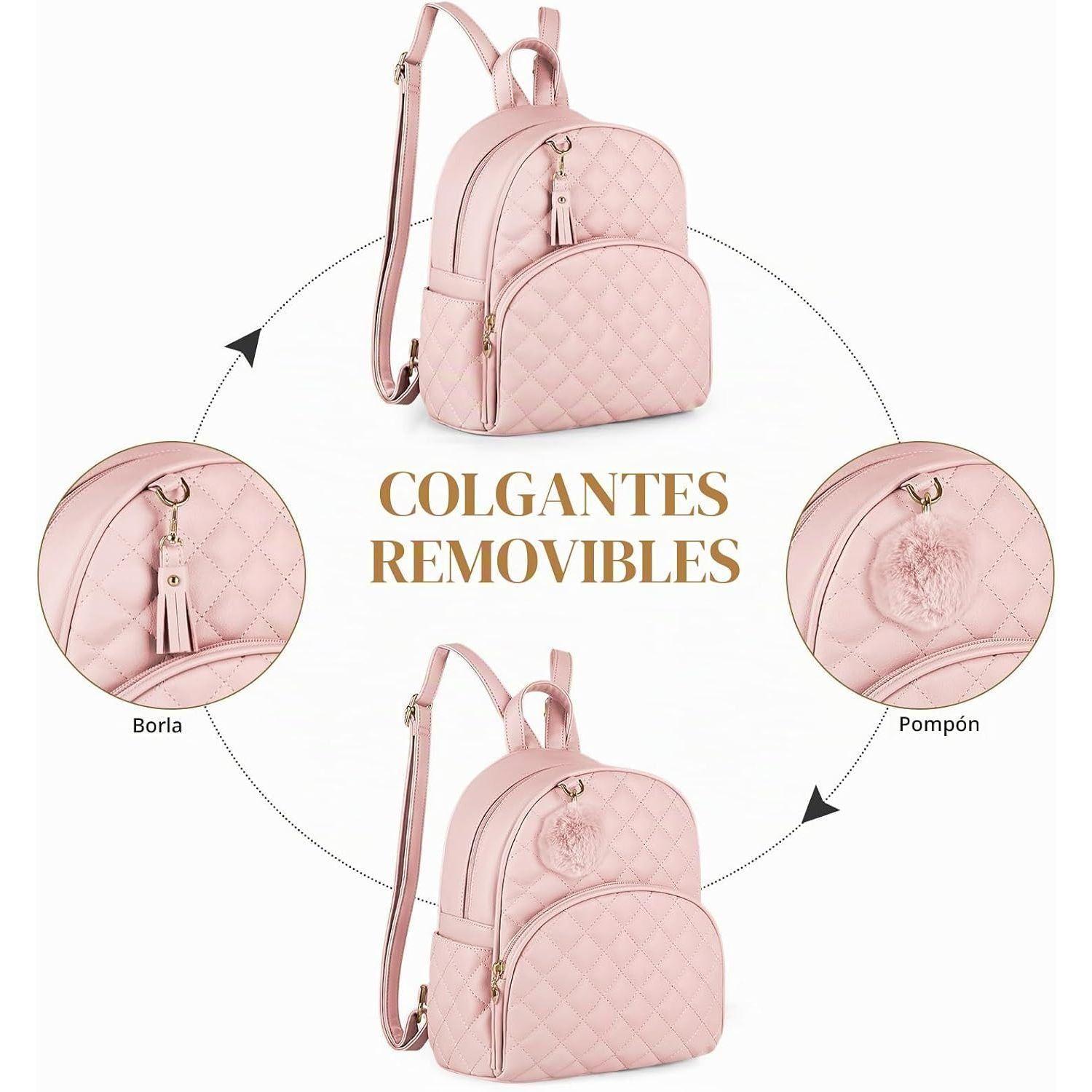 Ecosusi Mini Mochila Juvenil Acolchada para 9,7" Rosado-4