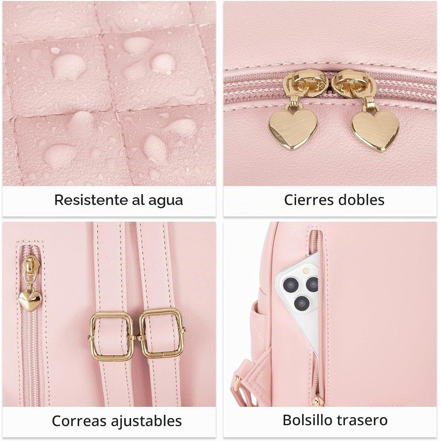 Ecosusi Mini Mochila Juvenil Acolchada para 9,7" Rosado-7