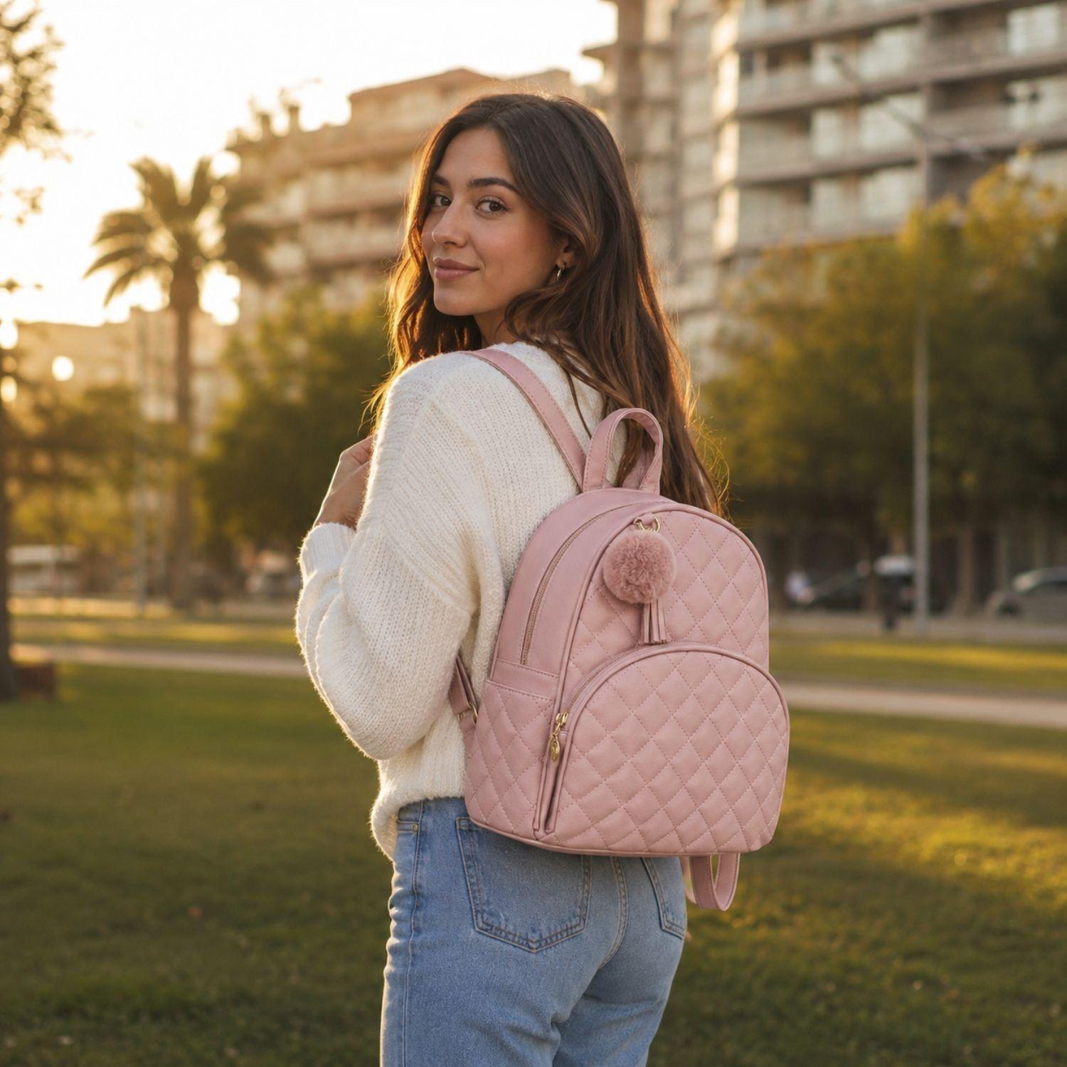 Ecosusi Mini Mochila Juvenil Acolchada para 9,7" Rosado-8