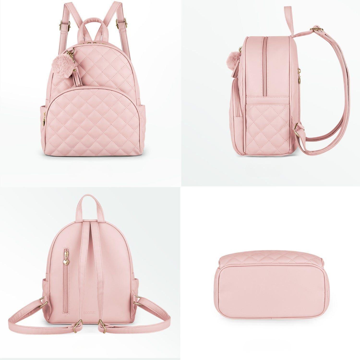 Ecosusi Mini Mochila Juvenil Acolchada para 9,7" Rosado-9