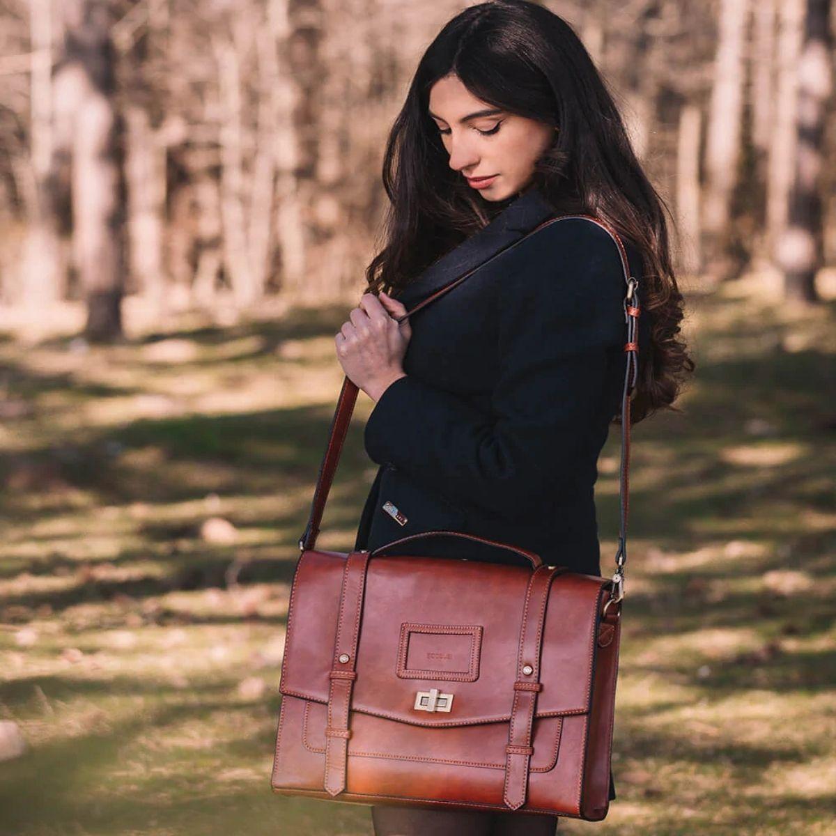 Ecosusi - Mochila Cambridge de mujer para notebook de 14" - Marrón-5