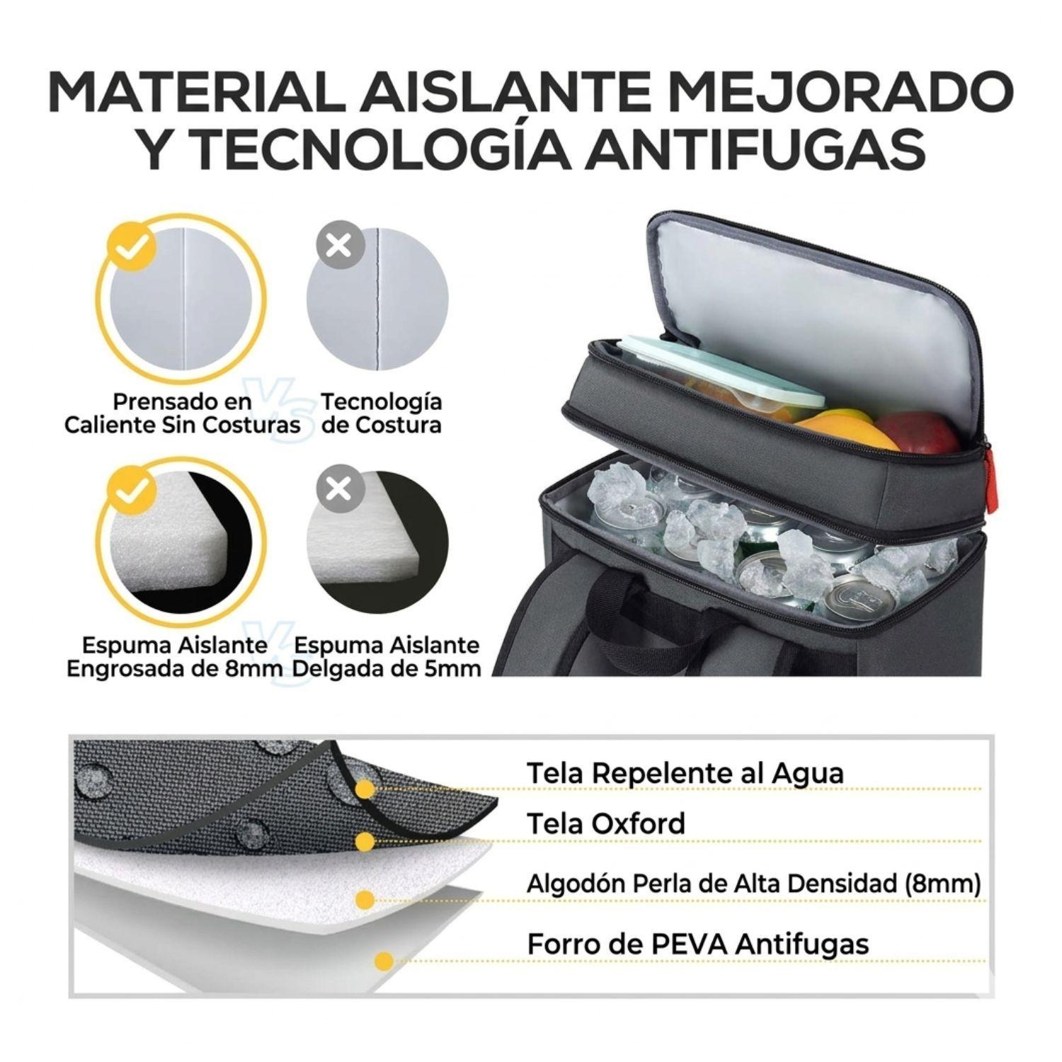 Tourit Mochila Térmica Dual Zone 26 latas 20L Impermeable Negro-3