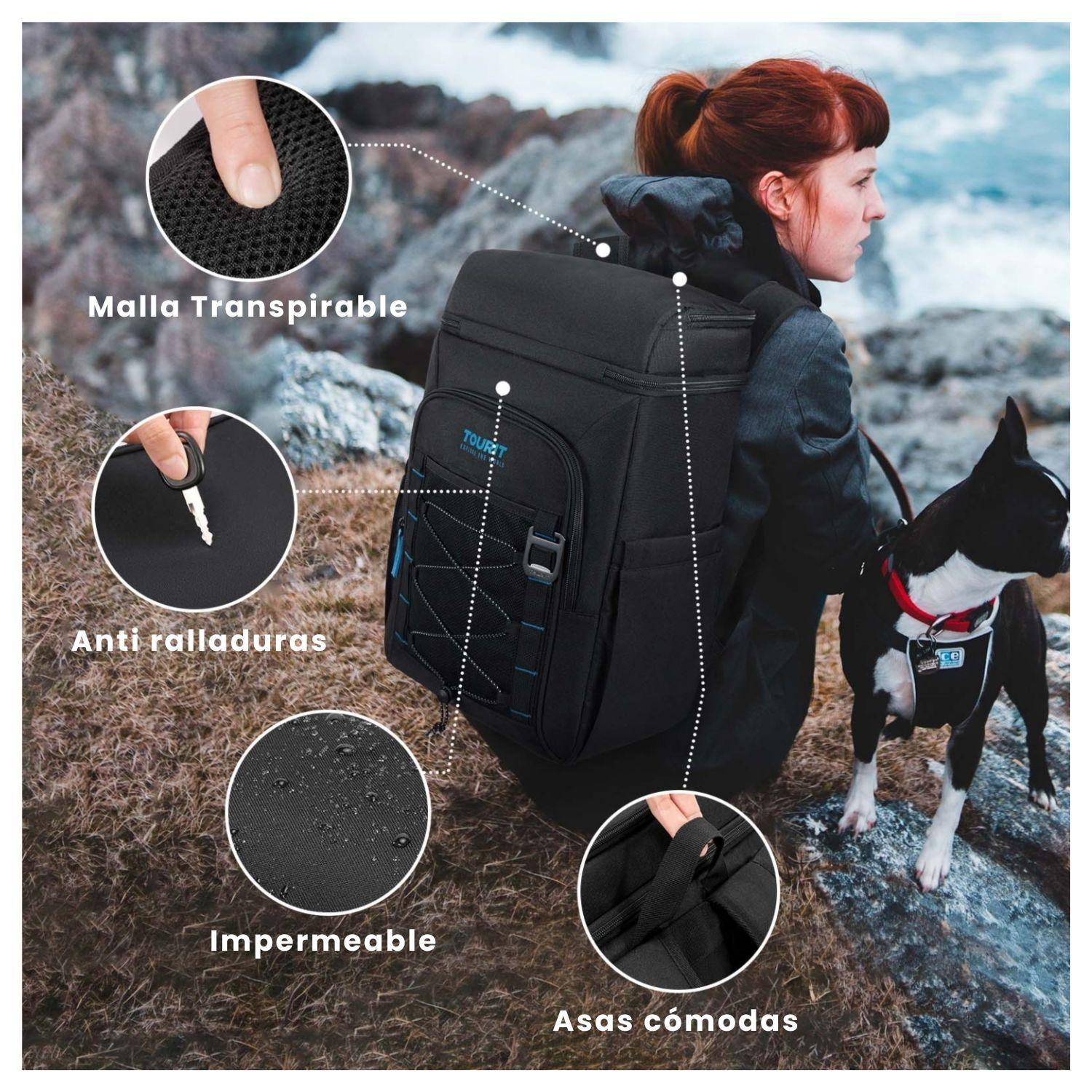 Tourit Mochila Térmica Dual Zone 26 latas 20L Impermeable Negro-8