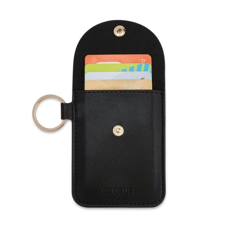 Ecosusi Llavero de Pulsera con Billetera y Estuche para Labial - Negro-4