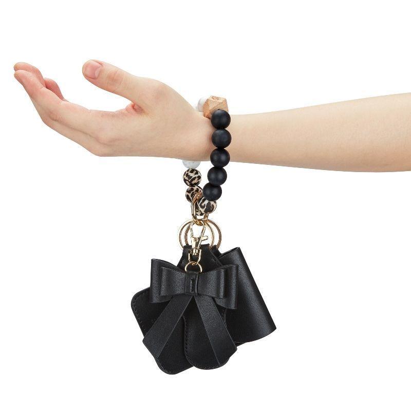 Ecosusi Llavero de Pulsera con Billetera y Estuche para Labial - Negro-6
