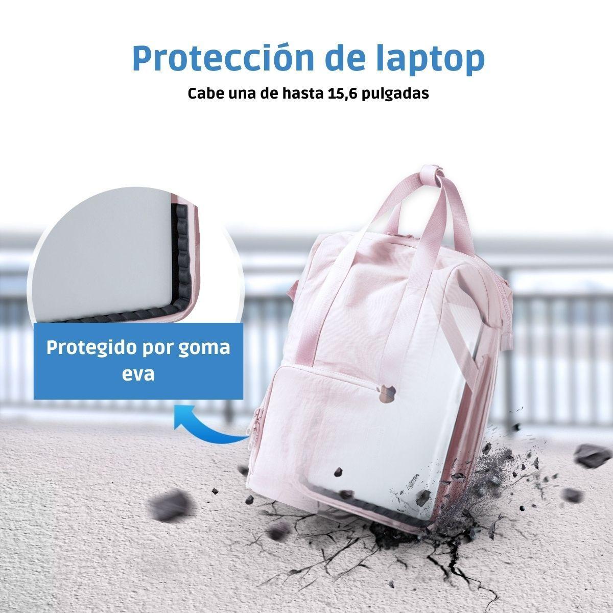 Bagsmart - Mochila para notebook de hasta 15.6" impermeable - Rosado-3