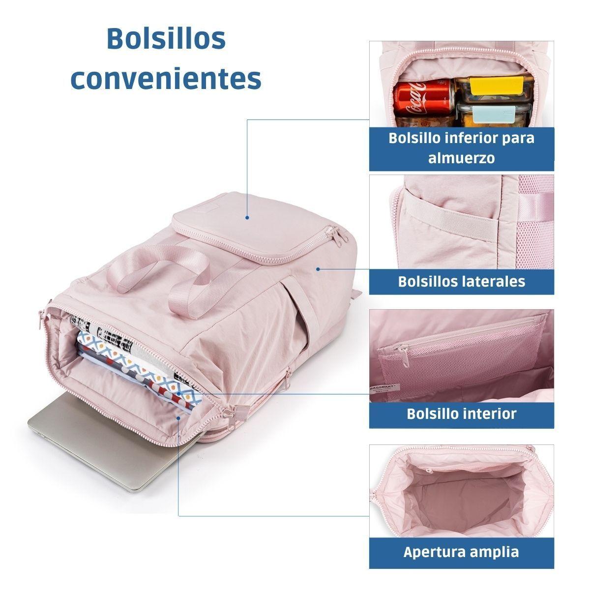 Bagsmart - Mochila para notebook de hasta 15.6" impermeable - Rosado-6