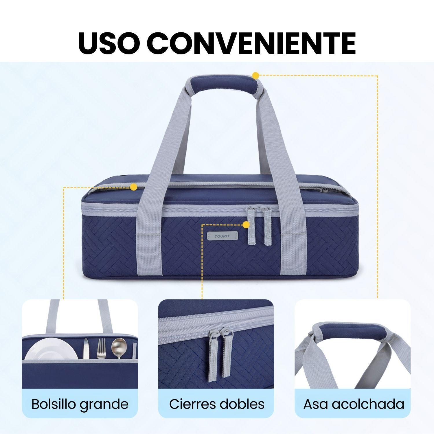 Tourit Bolsa Térmica Comida 23x33cm Impermeable Azul Marino-7