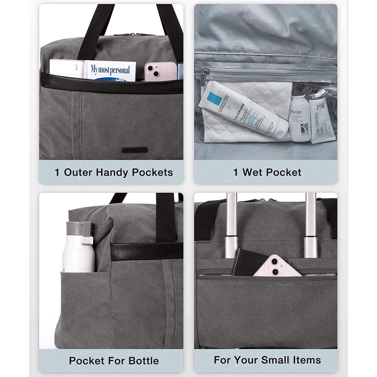 Bagsmart - Bolso de viaje y gimnasio grande 40L - Gris oscuro-2