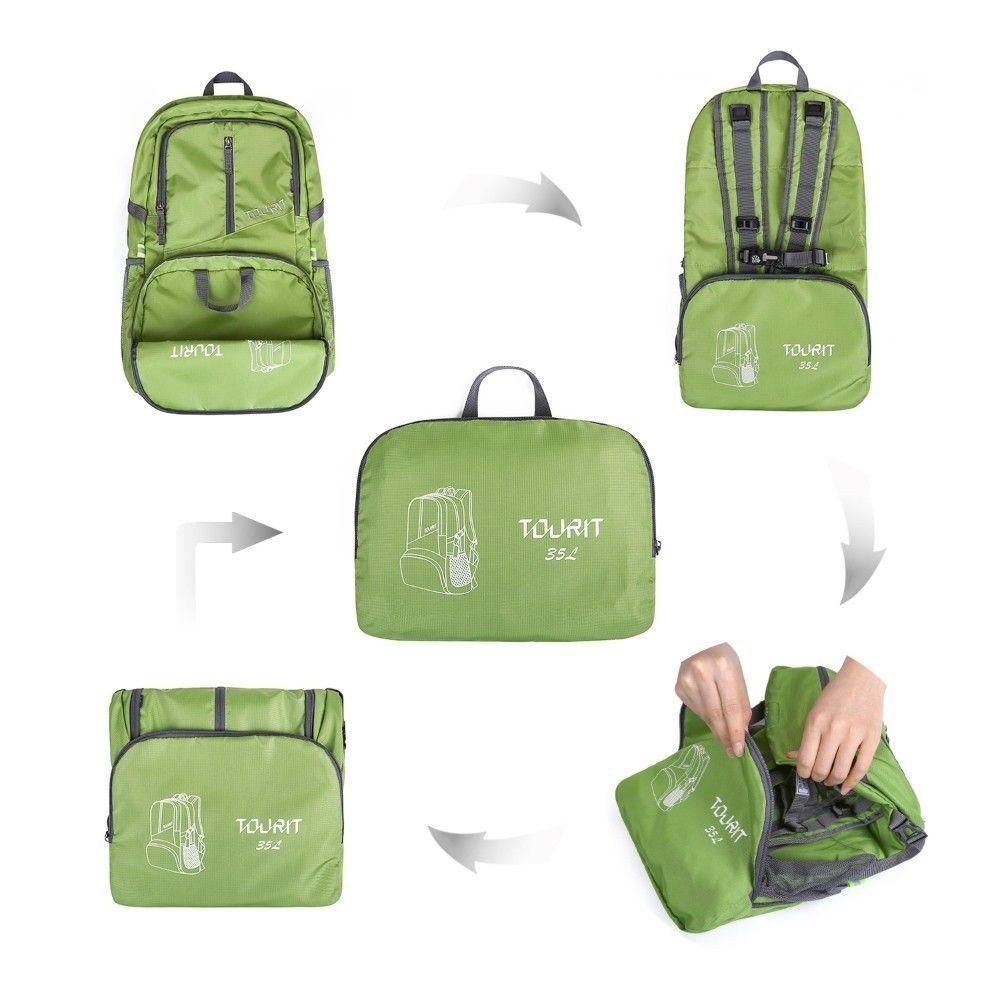 Tourit Mochila Senderismo Plegable de 35L - Verde-5