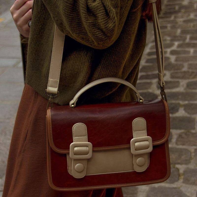 Ecosusi Maletín Pequeño y Bandolera ZINNIA - Marrón-6