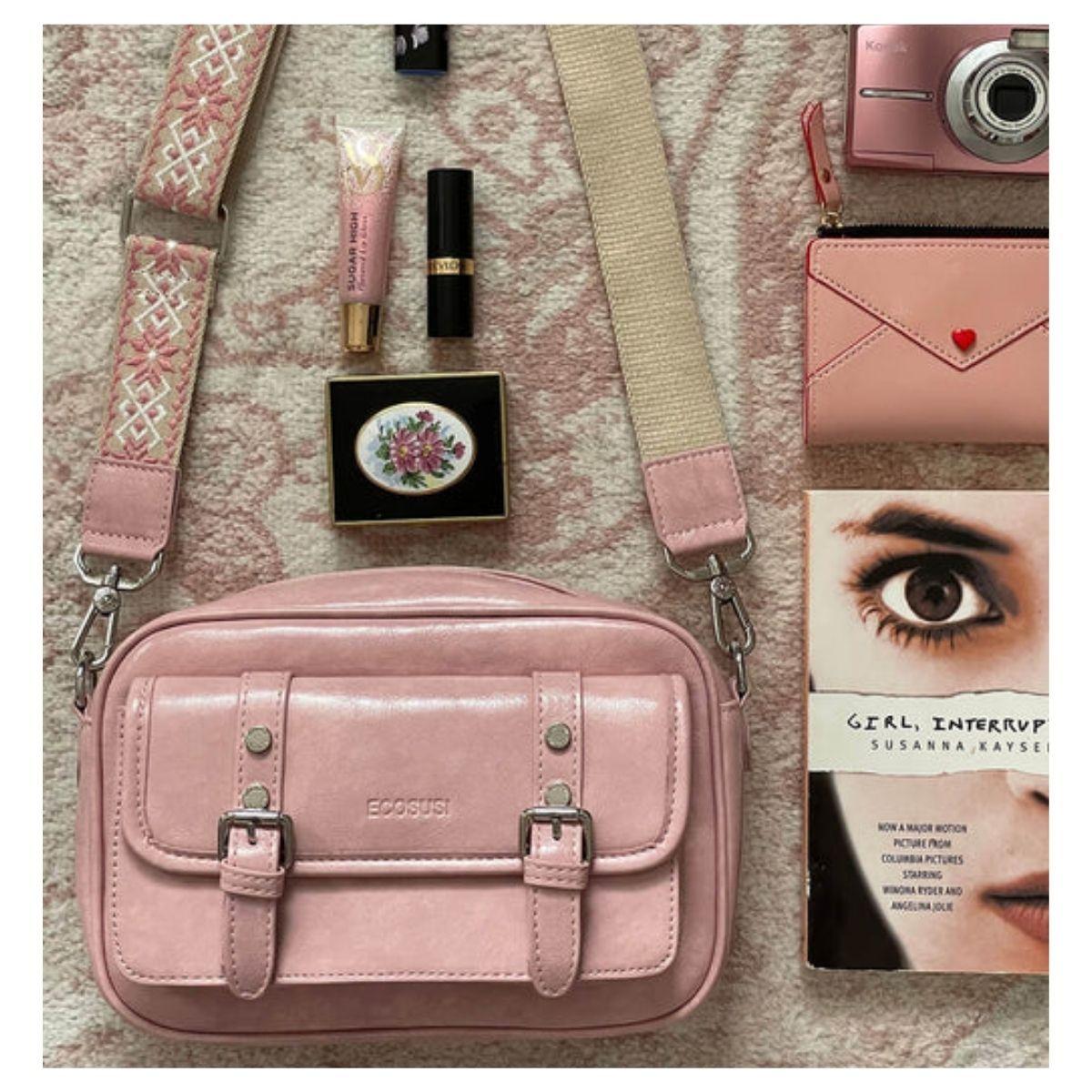 Ecousi Bolso Mensajero Mia con Correa Ancha - Rosado-7
