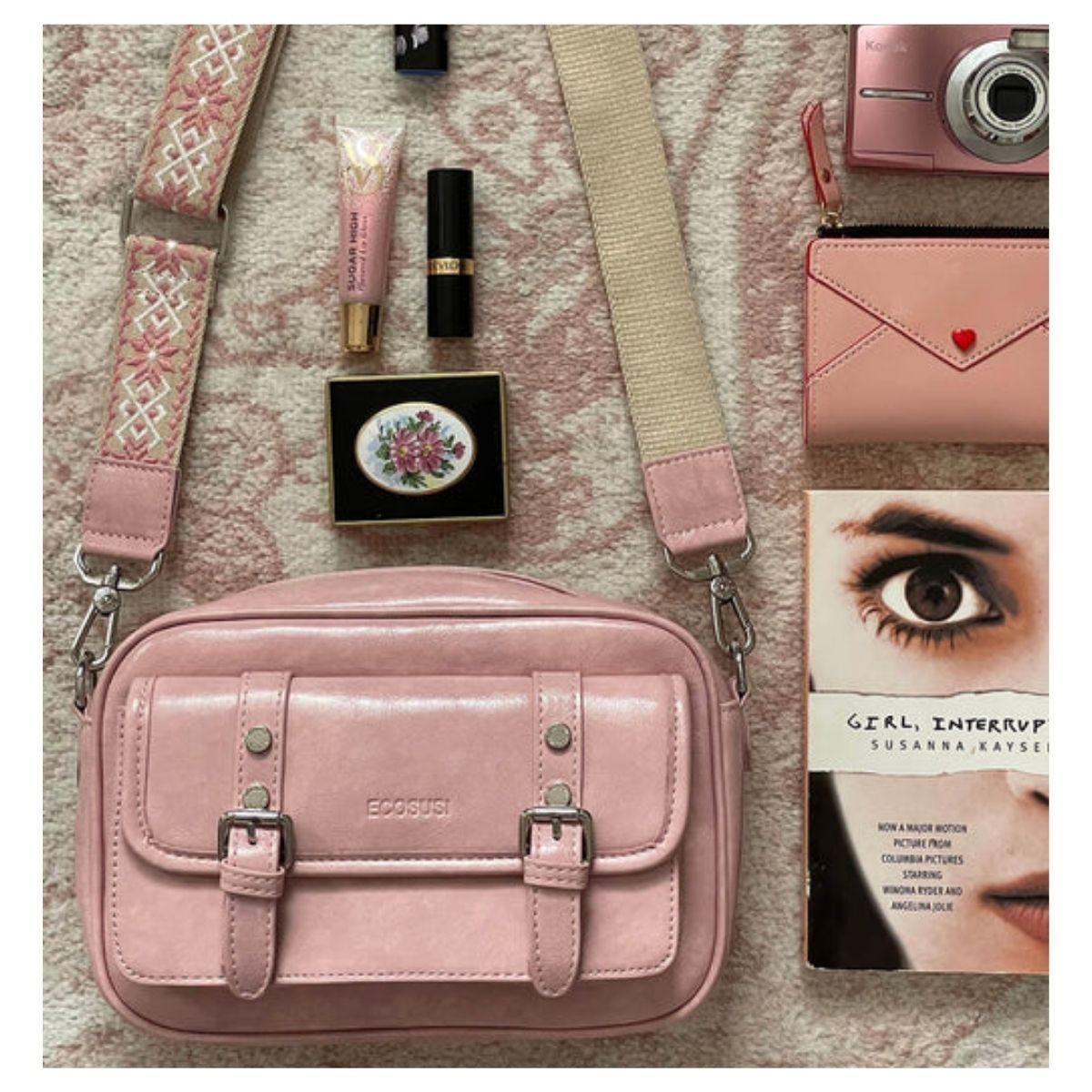 Ecousi Bolso Mensajero Mia con Correa Ancha - Rosado-7