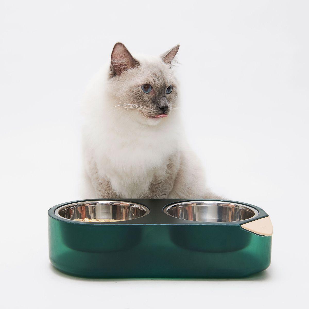 Pidan Plato Doble Acero Inoxidable Mascotas Peque as S-2