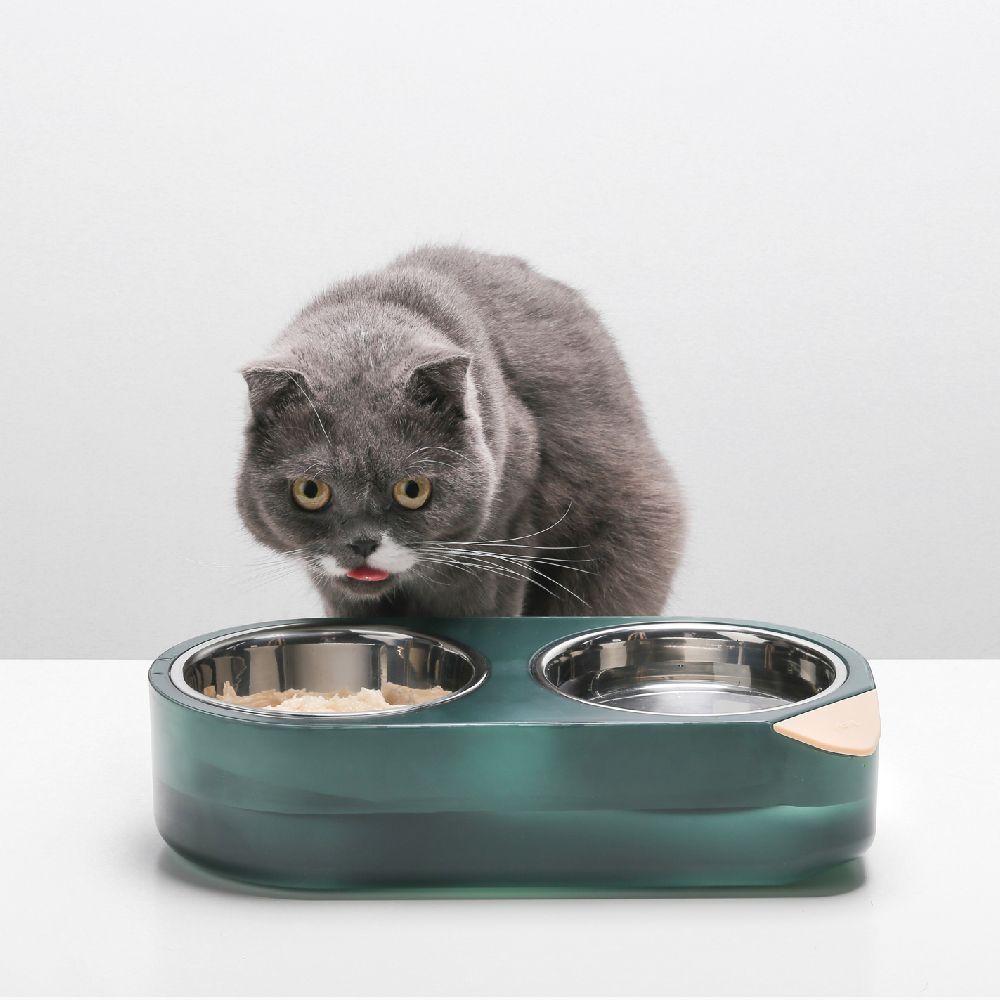 Pidan Plato Doble Acero Inoxidable Mascotas Peque as S-3