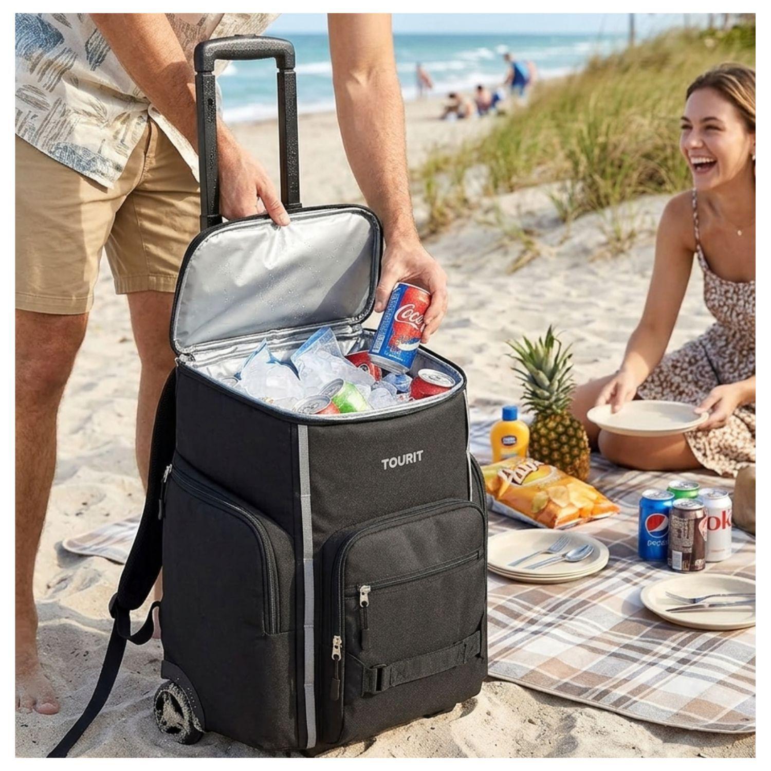 Tourit Mochila Cooler con Ruedas Explorer 22L 36 latas Negro-2