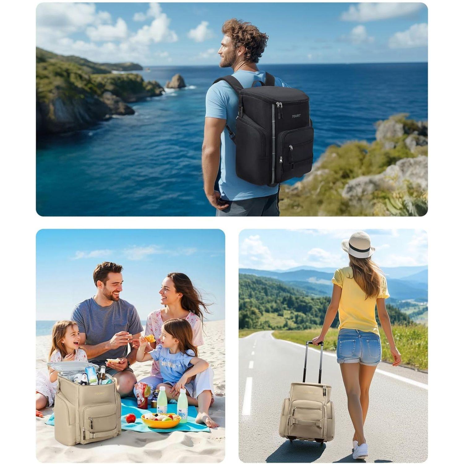 Tourit Mochila Cooler con Ruedas Explorer 22L 36 latas Negro-3