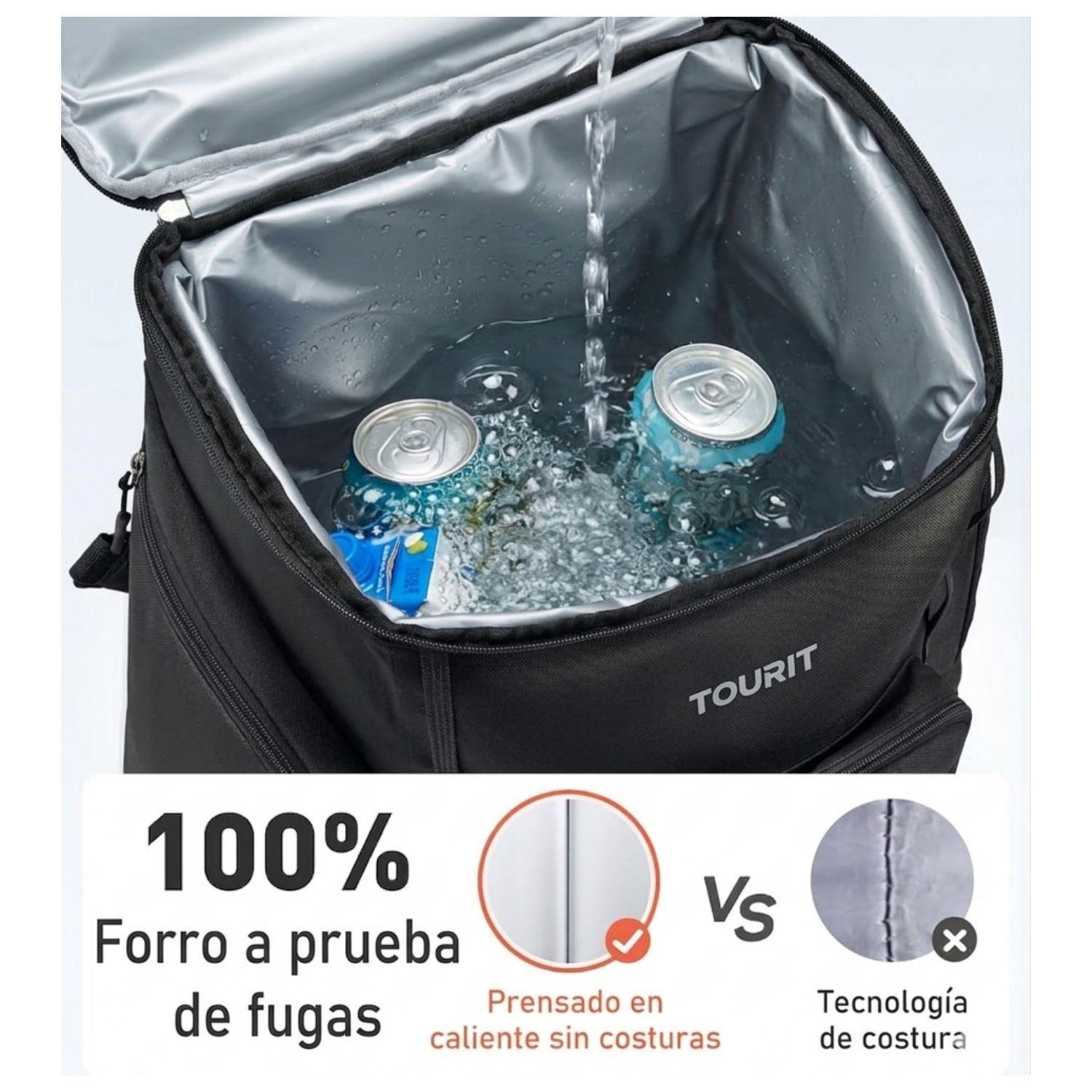 Tourit Mochila Cooler con Ruedas Explorer 22L 36 latas Negro-6