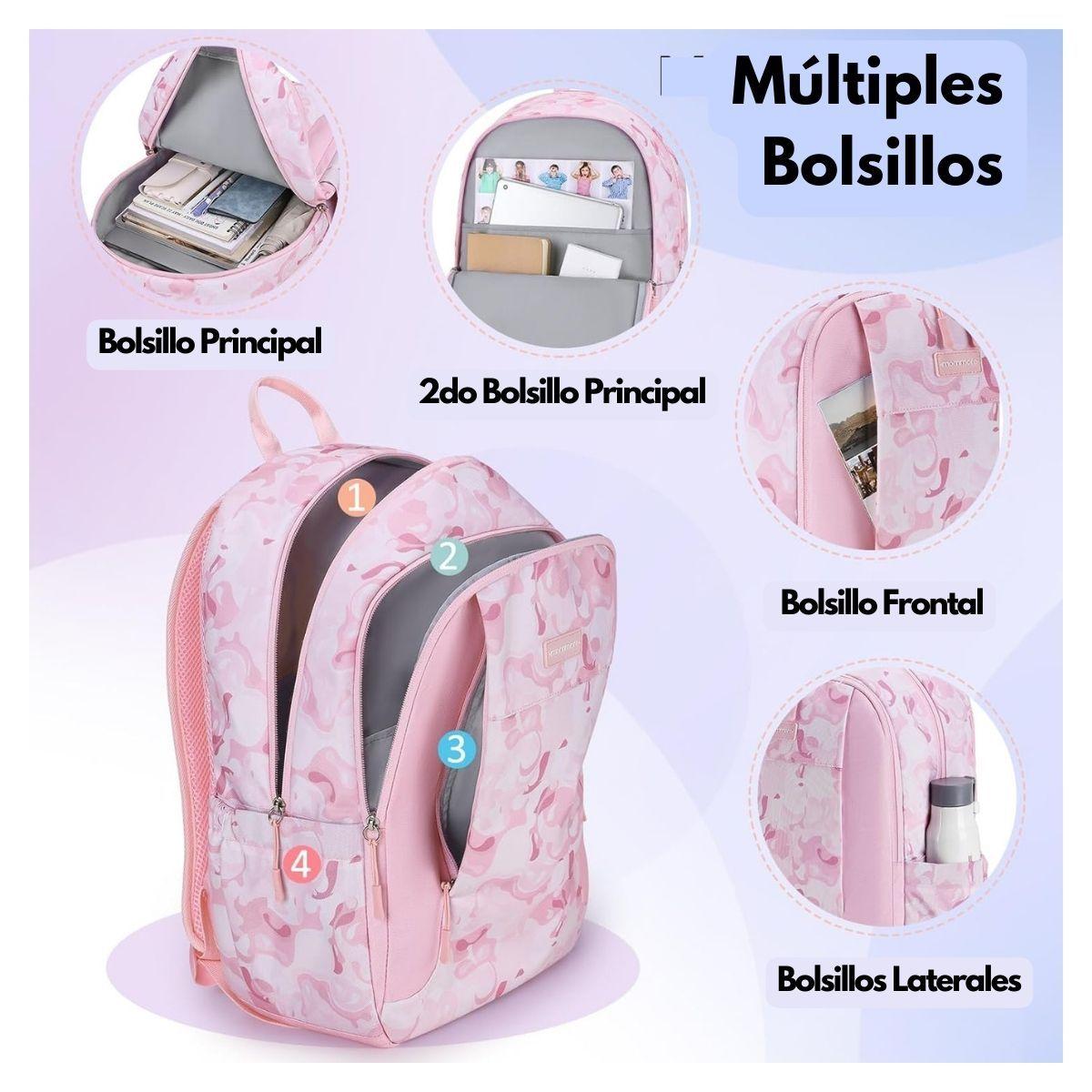 Mommore Mochila Grande para Niños Educación Básica 28L - Rosado-3