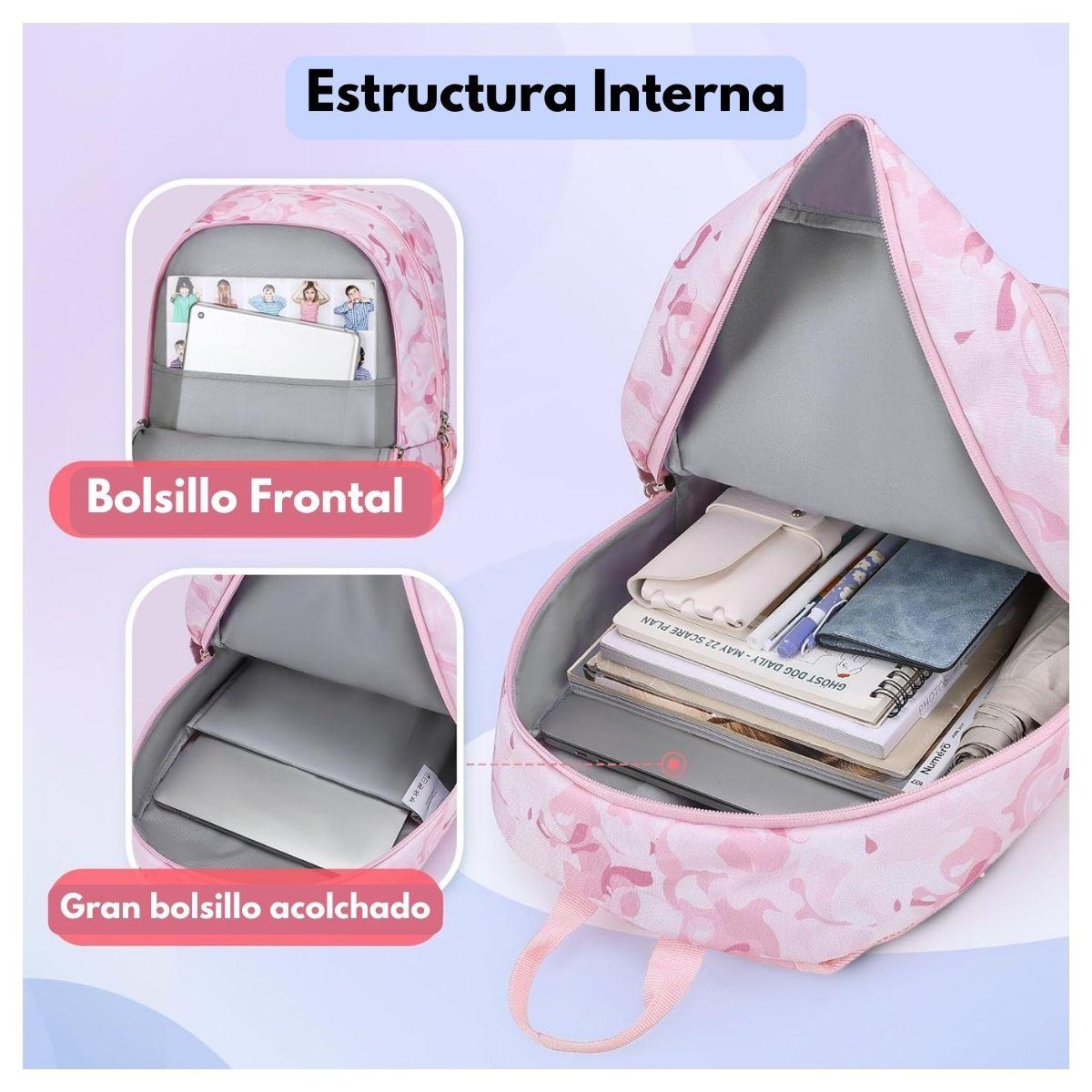 Mommore Mochila Grande para Niños Educación Básica 28L - Rosado-4