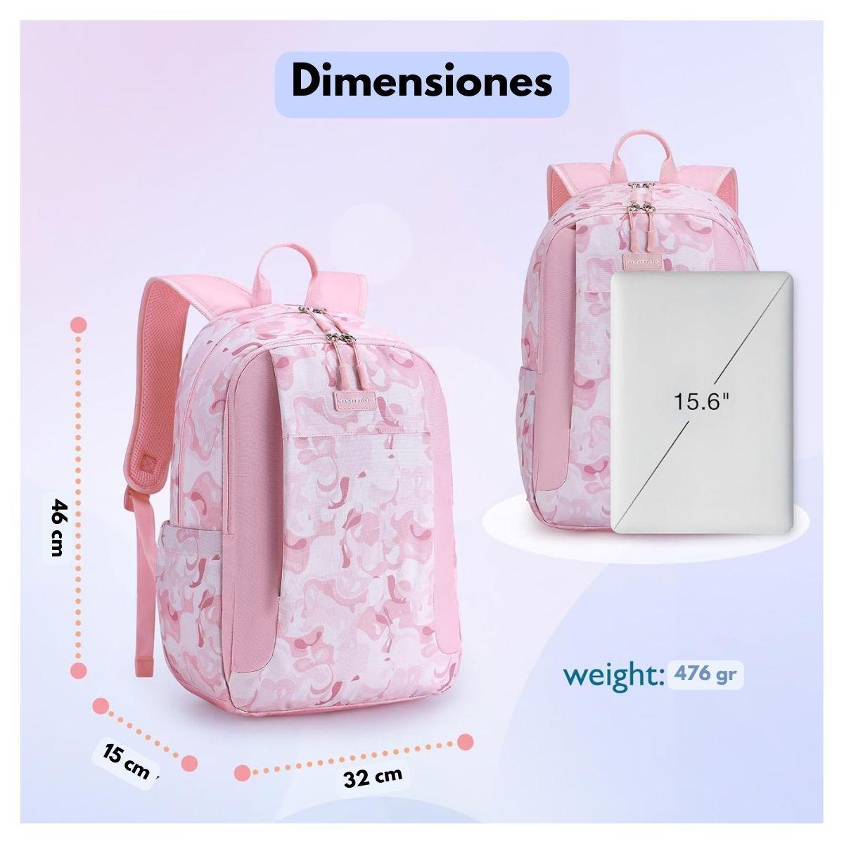 Mommore Mochila Grande para Niños Educación Básica 28L - Rosado-6