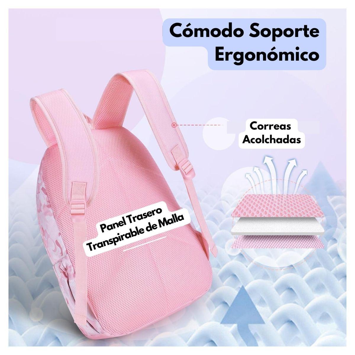 Mommore Mochila Grande para Niños Educación Básica 28L - Rosado-7