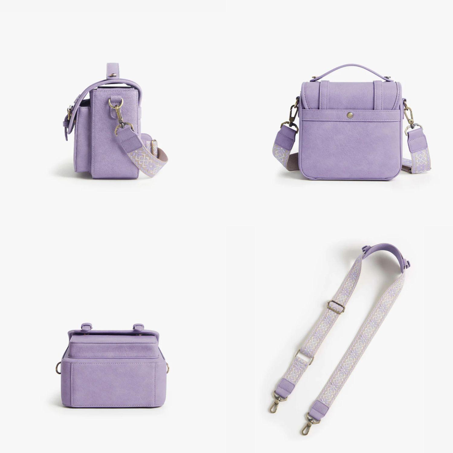 Ecosusi Bolso Vintage Clara Bandolera para Cámara Compacta Lila-7