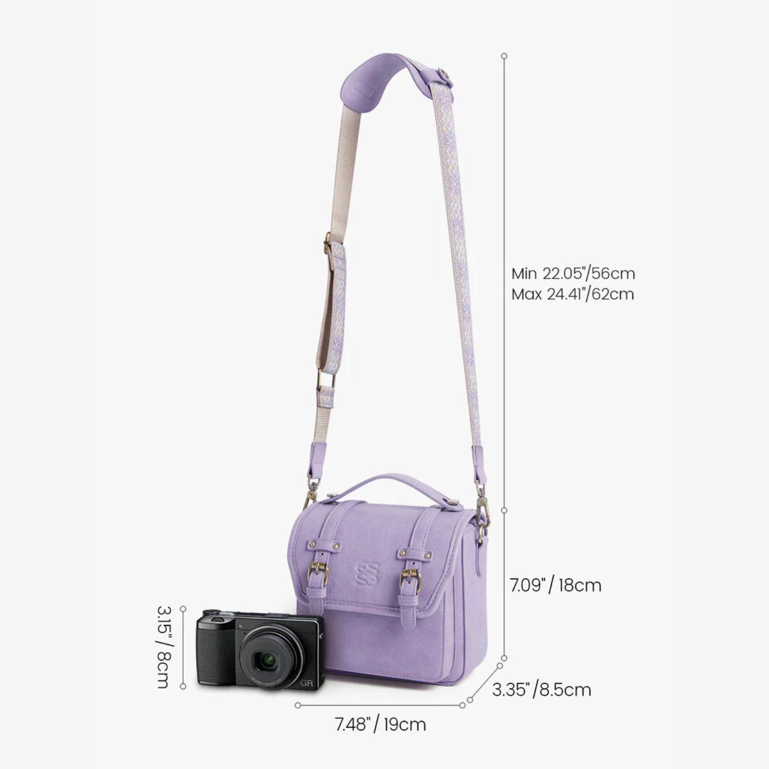 Ecosusi Bolso Vintage Clara Bandolera para Cámara Compacta Lila-2