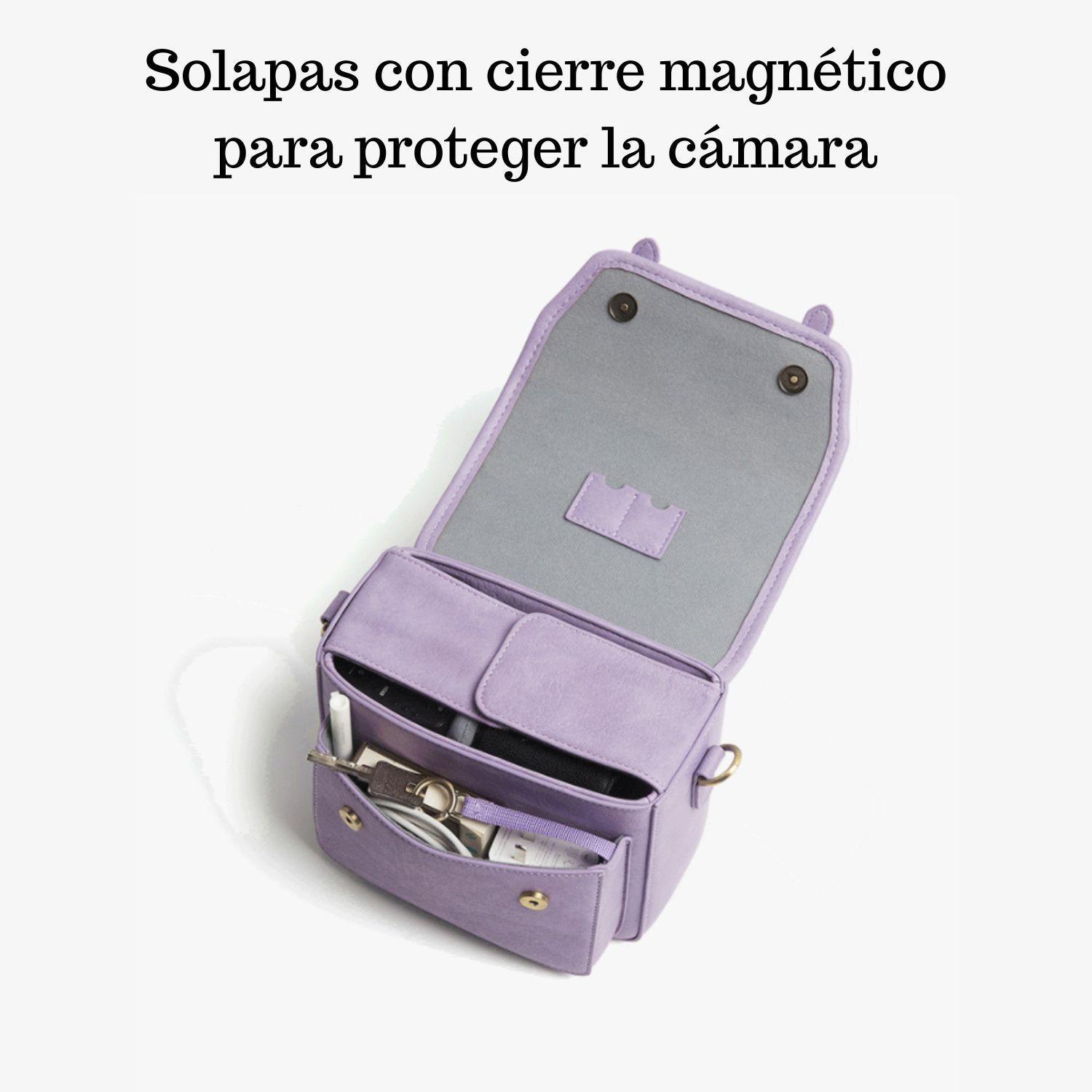 Ecosusi Bolso Vintage Clara Bandolera para Cámara Compacta Lila-3
